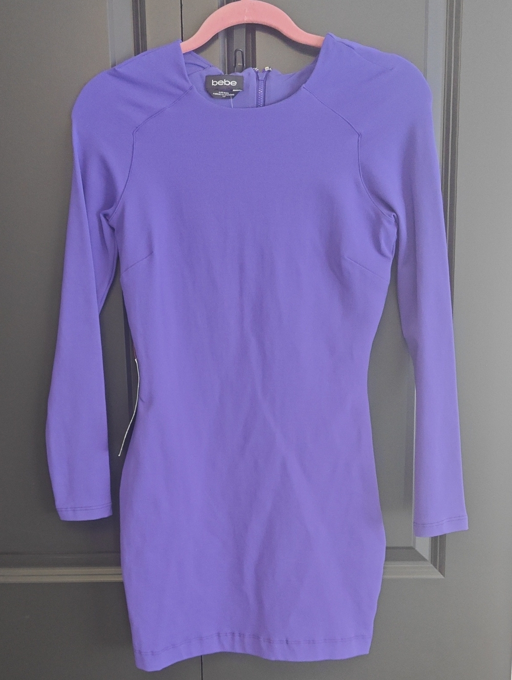 bebe Bright Purple Long-Sleeve Bodycon Dress